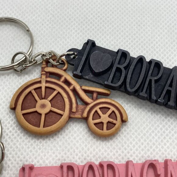 I Love Boracay Philippines Lot of (2) Keychain‎ Keyring Bike Butterfly Travel - Picture 4 of 8